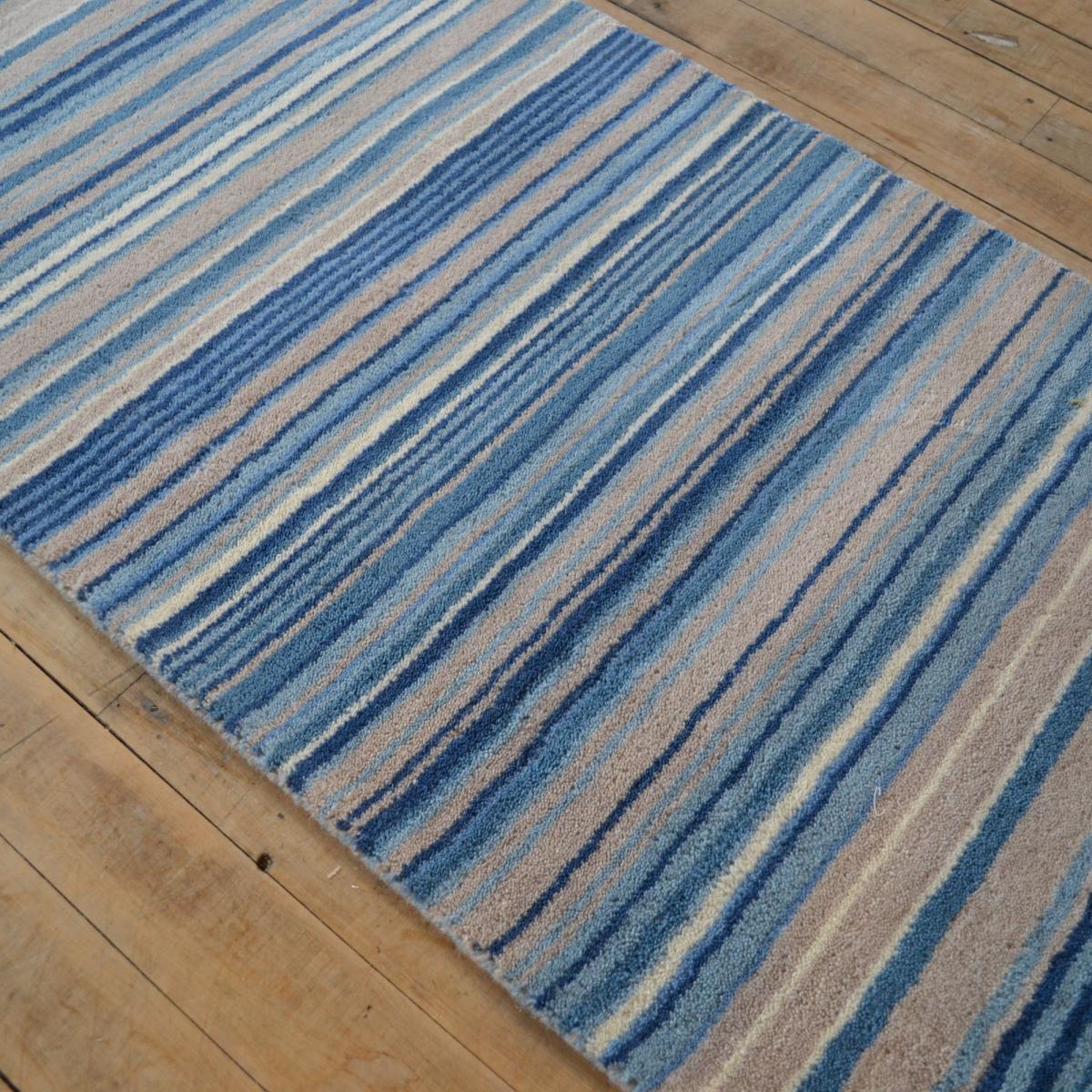 Fine Stripes Modern Wool Hallway Runner in Blue&nbsp;67x200cm – image 4