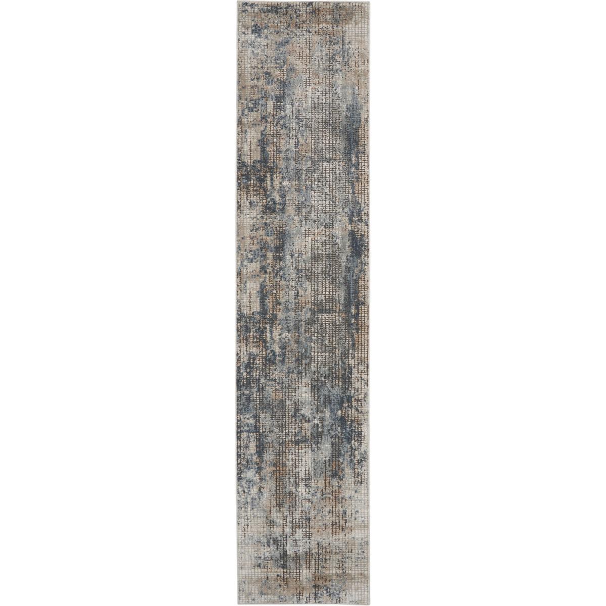Quarry QUA02 Abstract Distressed Runner in Blue Beige 66x229cm – image 4