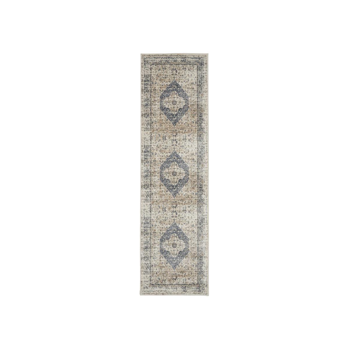 Malta Hallway Runners MAI11 by Kathy Ireland in Ivory and Blue – image 1