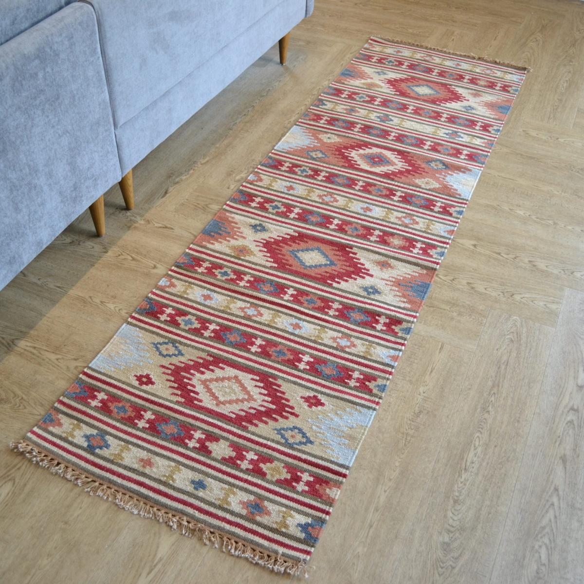 Hippie Kelim 07 Traditional Tribal Warm Brown Multi Wool Runner 70x240cm – image 2