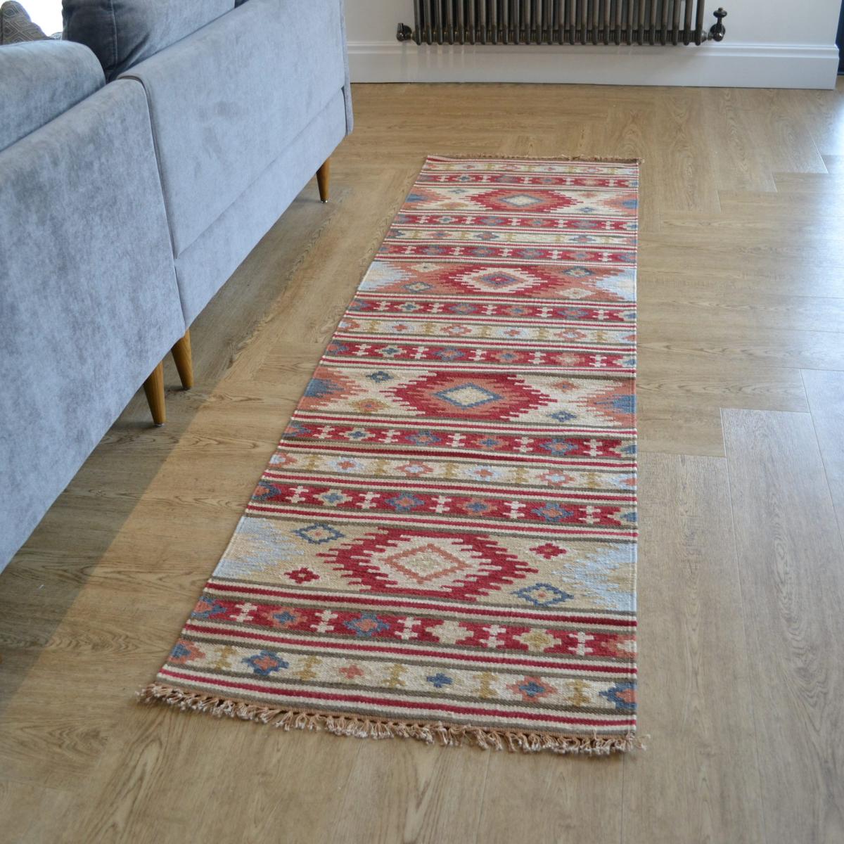 Hippie Kelim 07 Traditional Tribal Warm Brown Multi Wool Runner 70x240cm – image 1