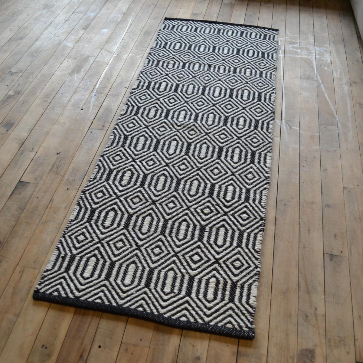Flatweave Geo Hallway Runners in Black White – image 1