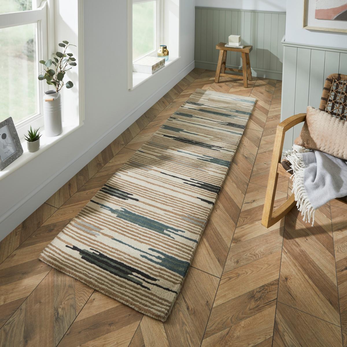 Ishi Striped Runner Rugs 146004 by Sanderson in Slate Charcoal – image 1