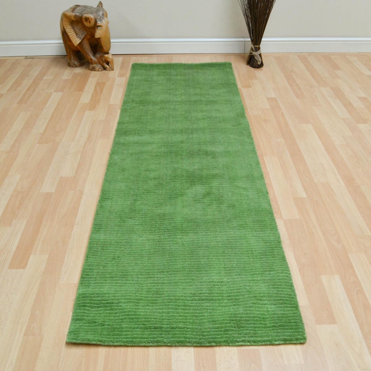 Pinstripe Hallway Runners CM07 in Green – image 1