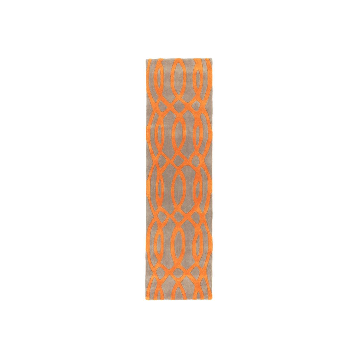 Matrix MAX37 Wire Geometric Wool Runner Rugs in Orange – image 1