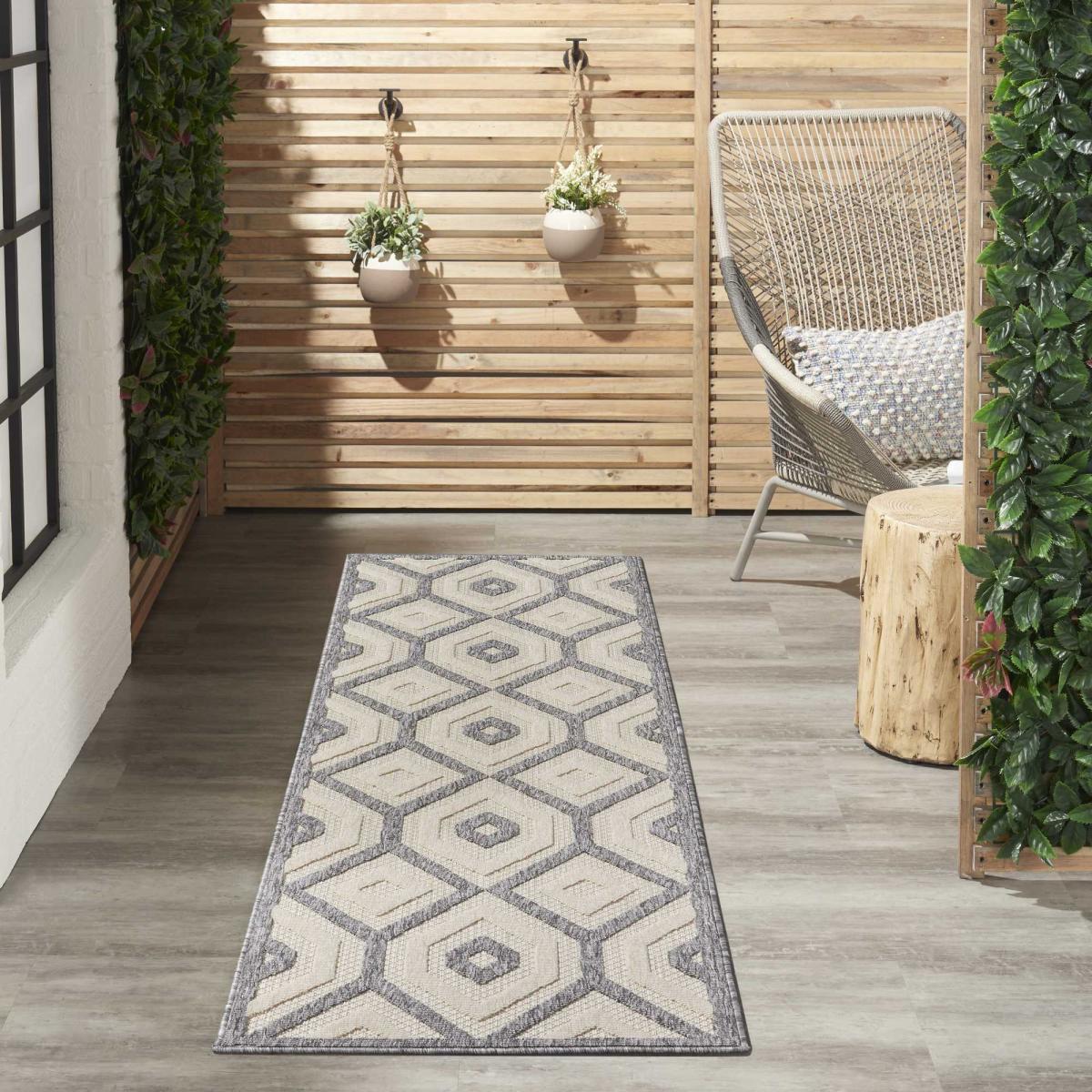 Cozumel CZM02 Indoor Outdoor Geometric Hallway Runner Rugs in Cream – image 1