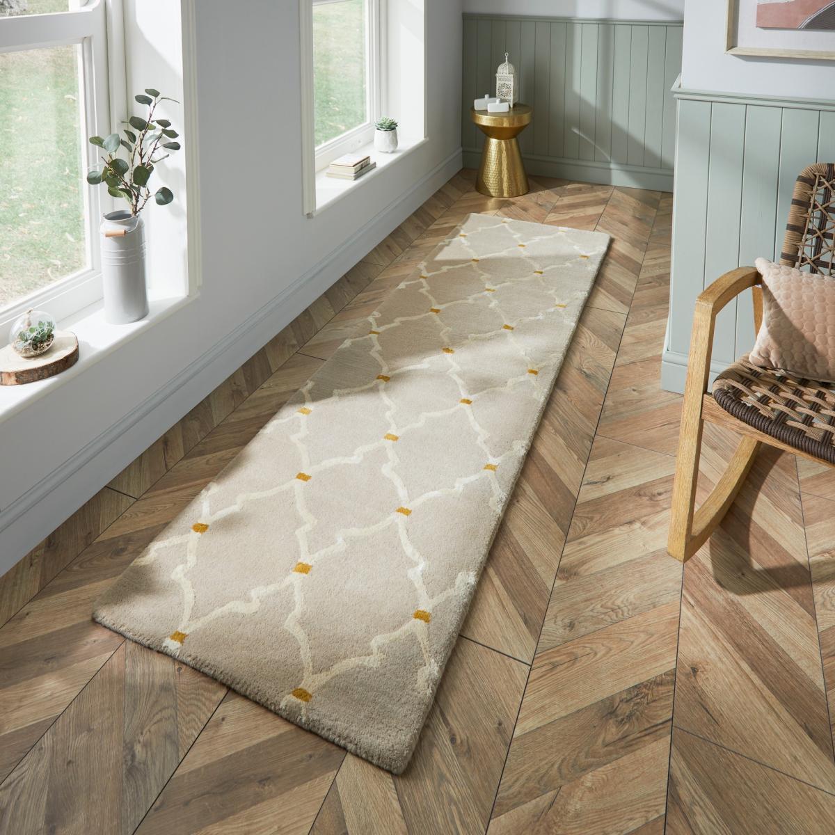 Empire Trellis Wool Runner Rugs in Stone 45501 by Sanderson – image 1