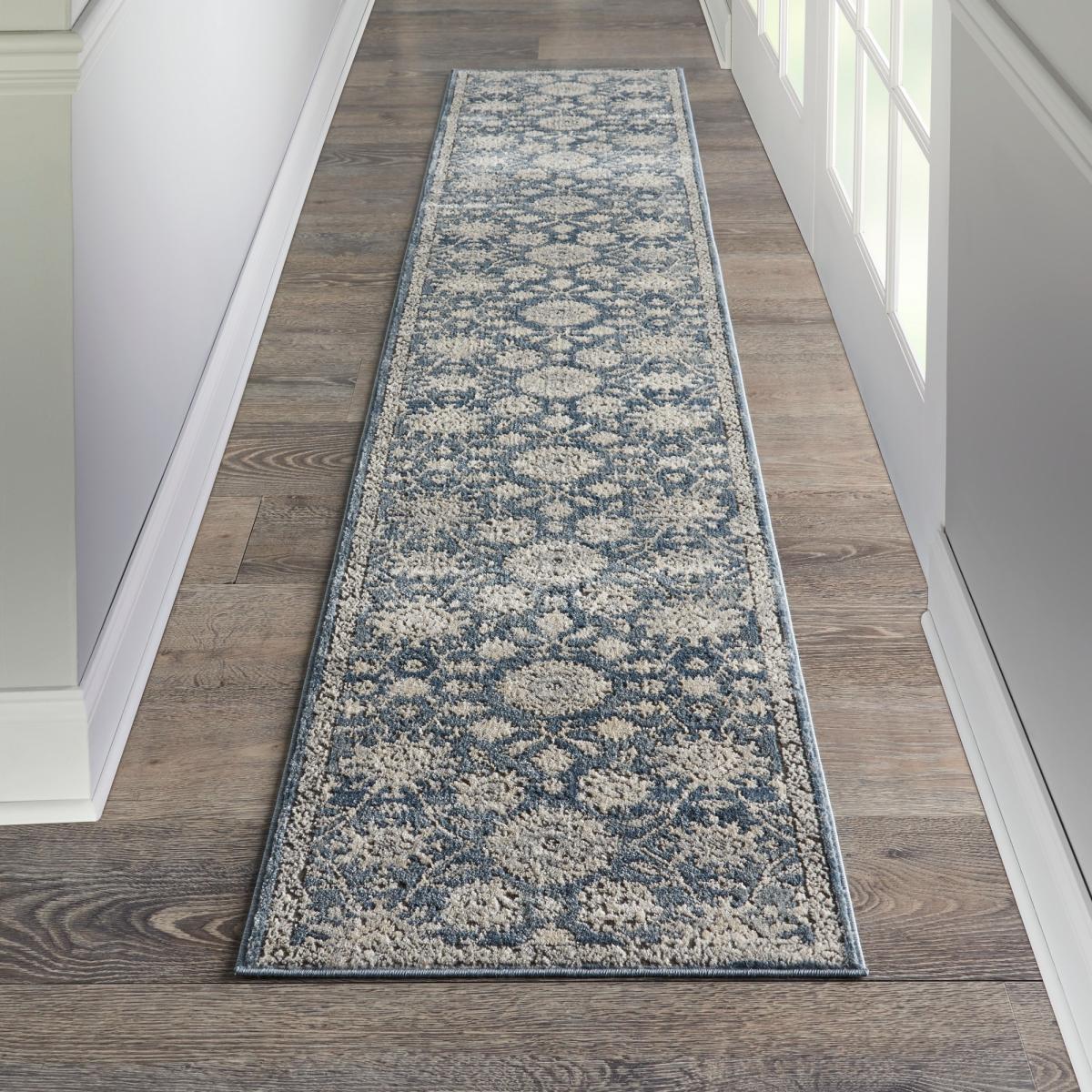 Quarry QUA06 Traditional Distressed Runner in Blue Beige by Nourison – image 1