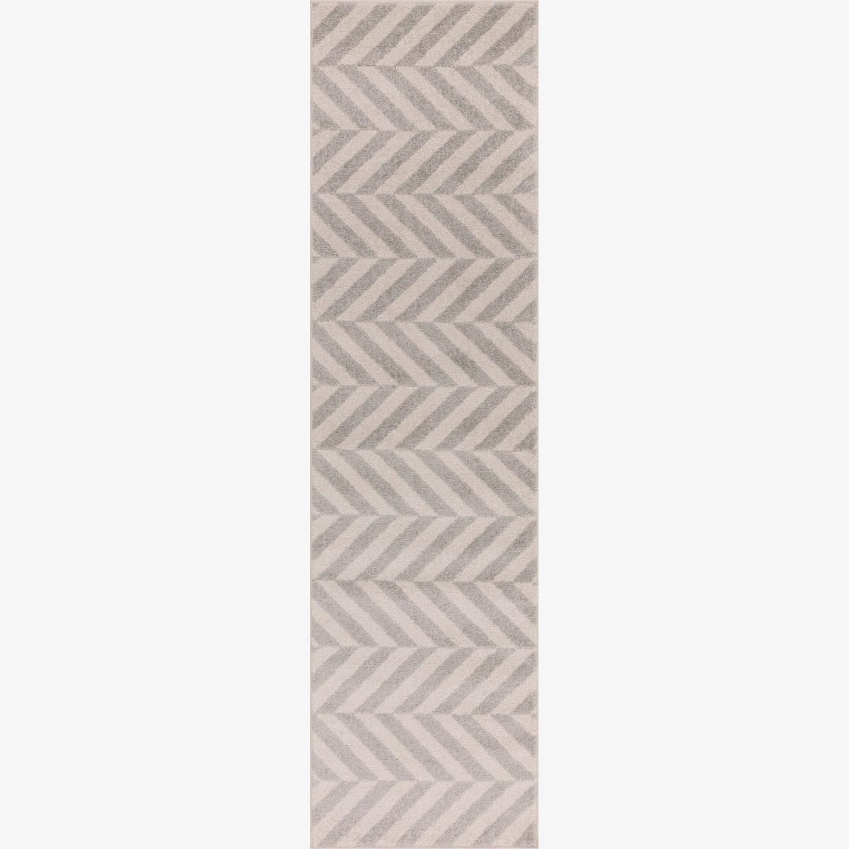 Muse MU07 Geometric Chevron Woven Runner Rugs in Grey
