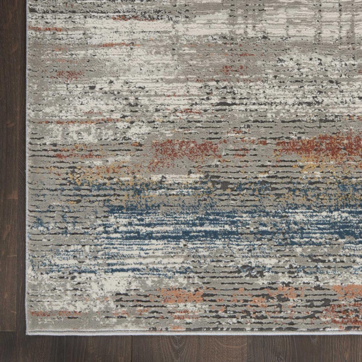 Rustic Textures RUS12 Abstract Runner Rugs in Grey Multicolour – image 2