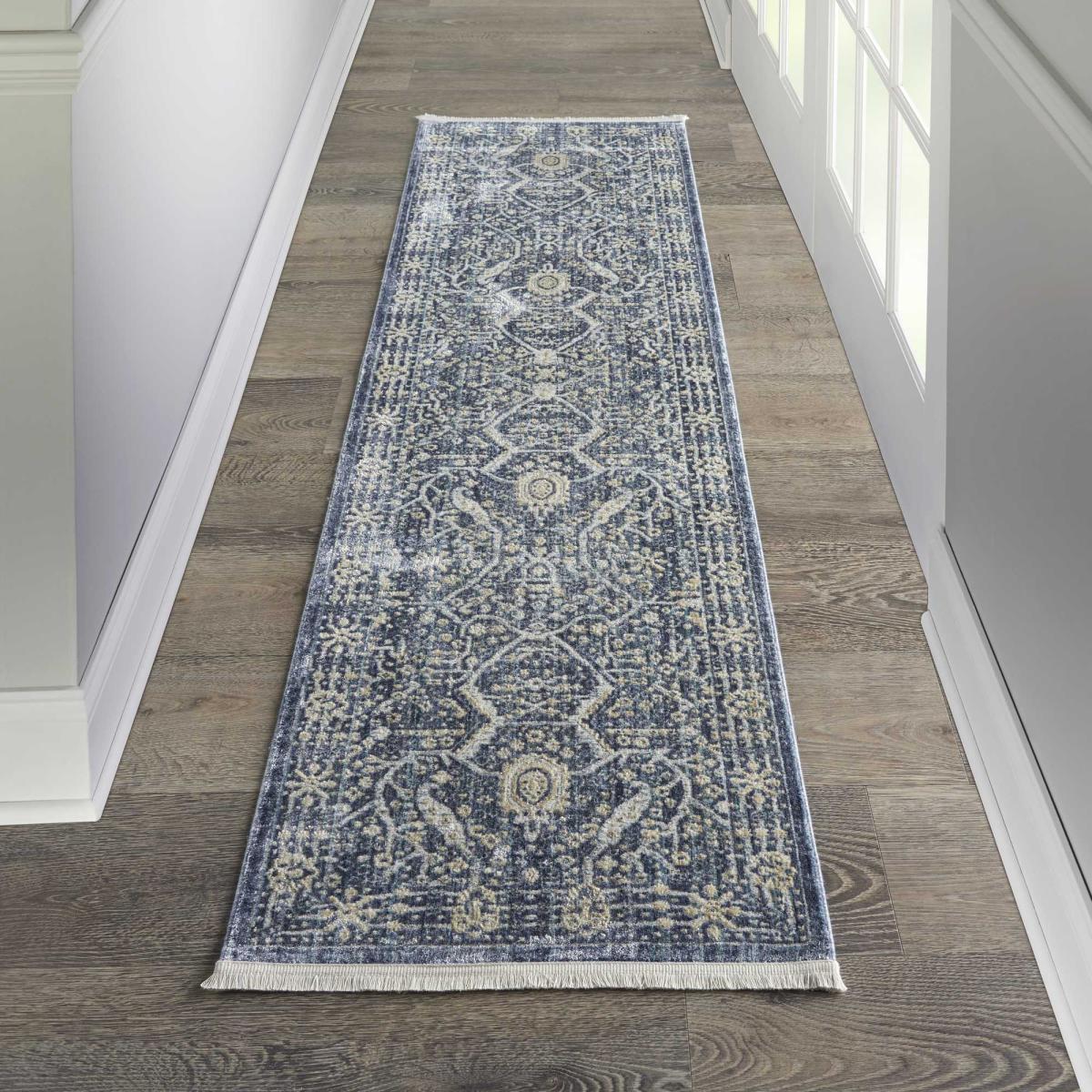 Lustrous Weave LUW03 Traditional Runner Rugs by Nourison in Blue – image 1