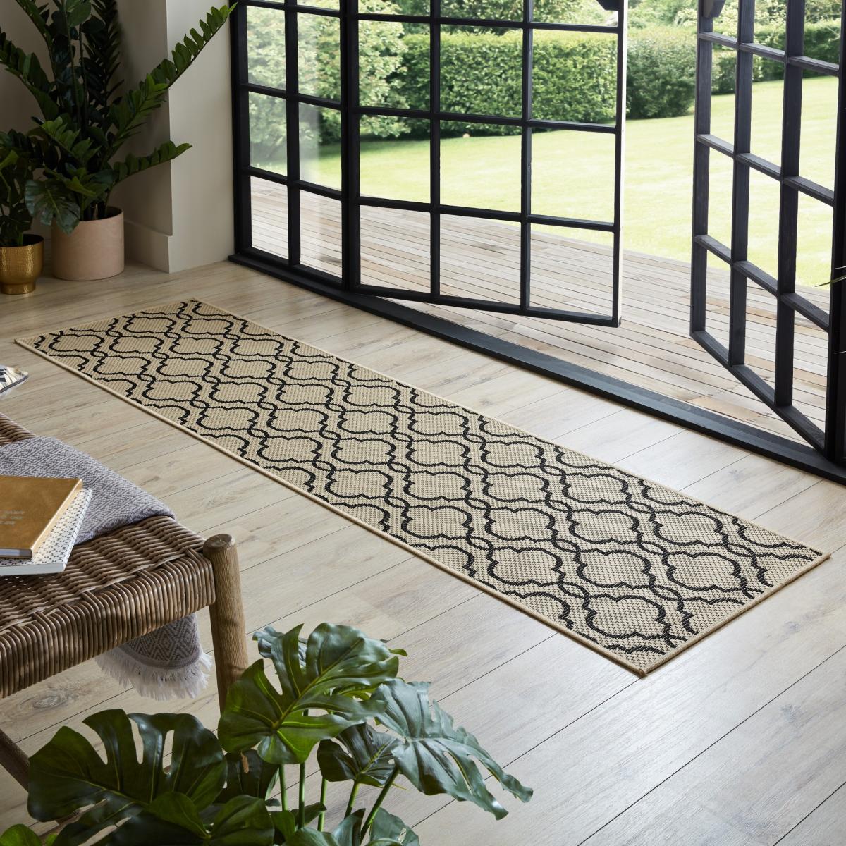 Florence Alfresco Milan Runner in Black and Beige