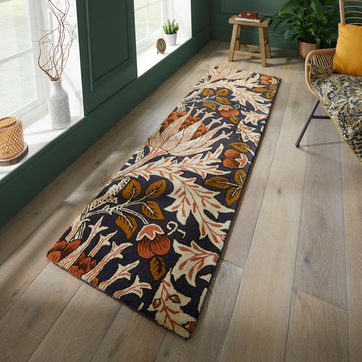 Artichoke Runner Rugs 127103 in Amber Charcoal By William Morris – image 1