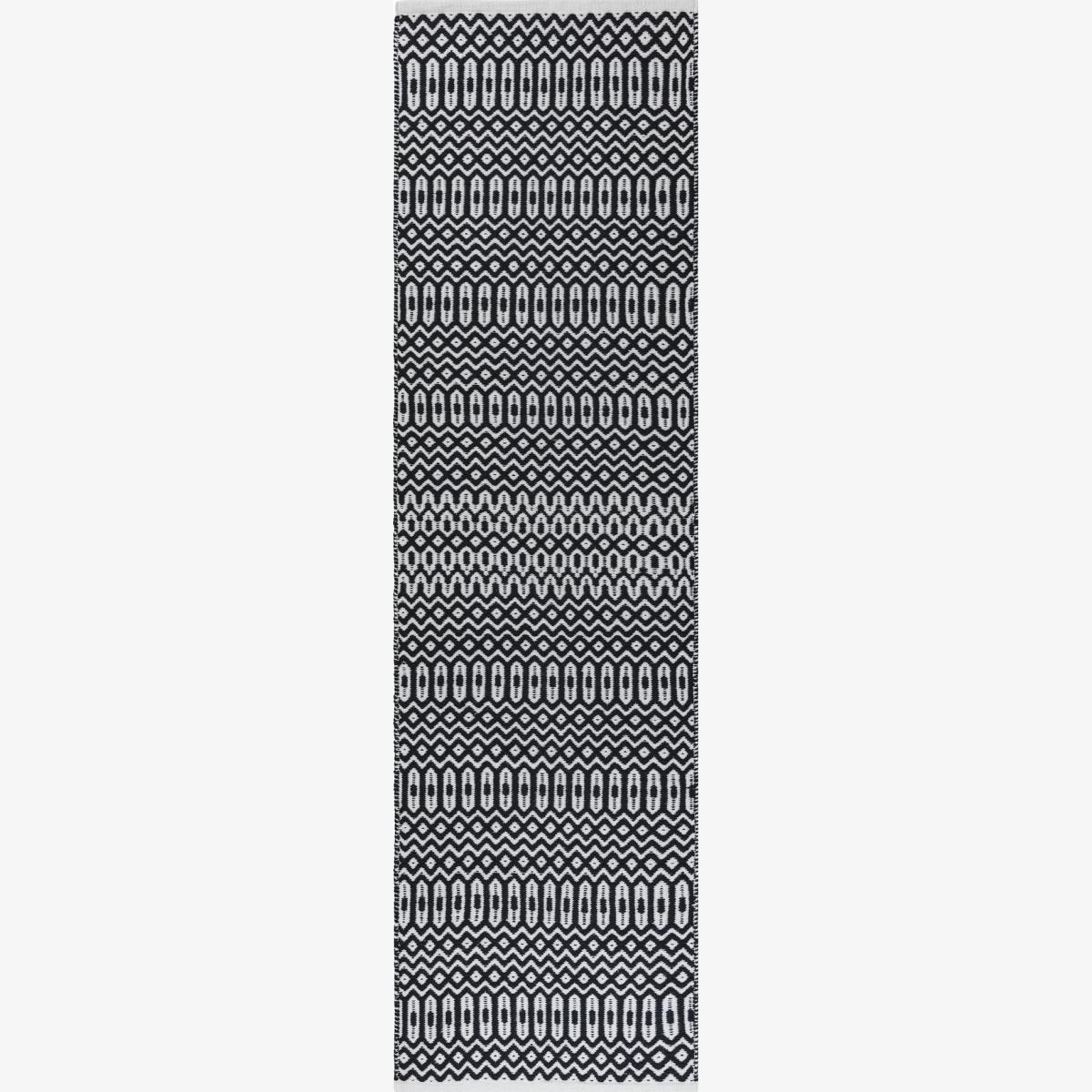 Halsey Geometric Outdoor Runner Rugs in Black – image 1