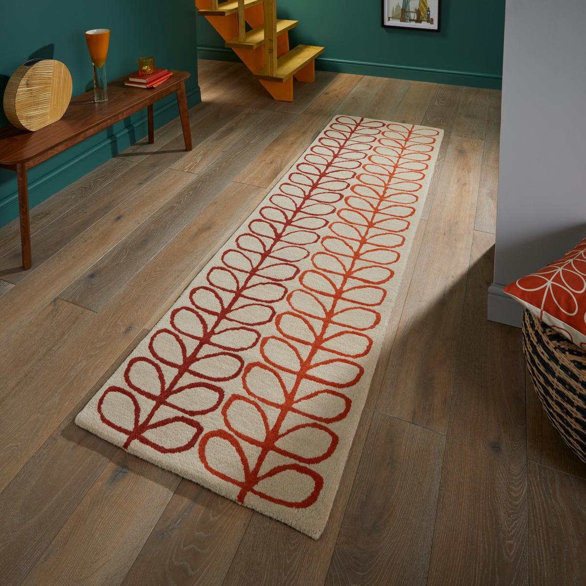Linear Stem Ombre Runner Rugs 061103 in Tomato By Orla Kiely – image 1