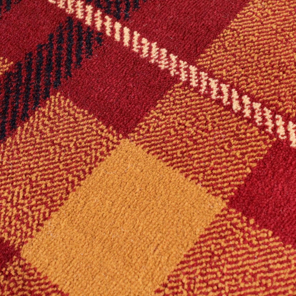 Tartan Check Modern Runner Rugs in Red – image 2