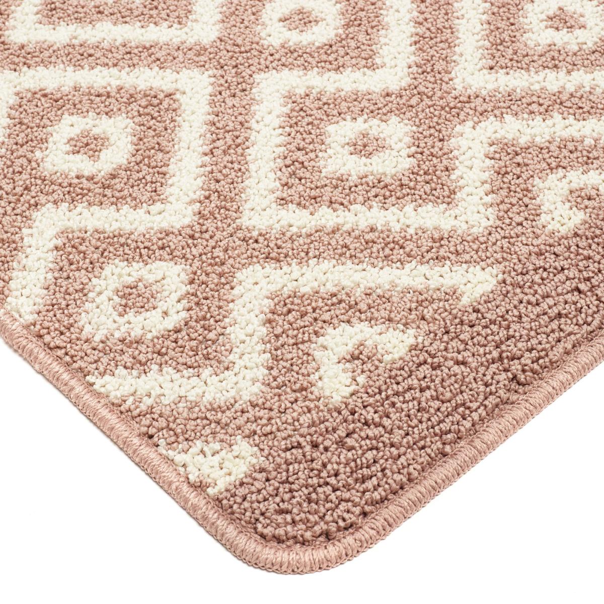 Cosy Geometric Washable Anti Slip Utility Runner in Nude Pink – image 1
