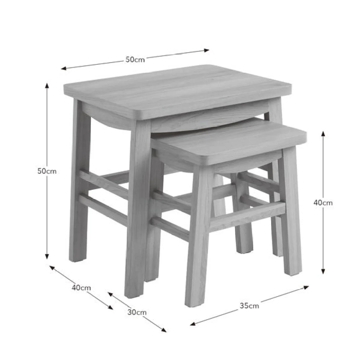 Laurie Nest of Tables, Oak Effect – image 6