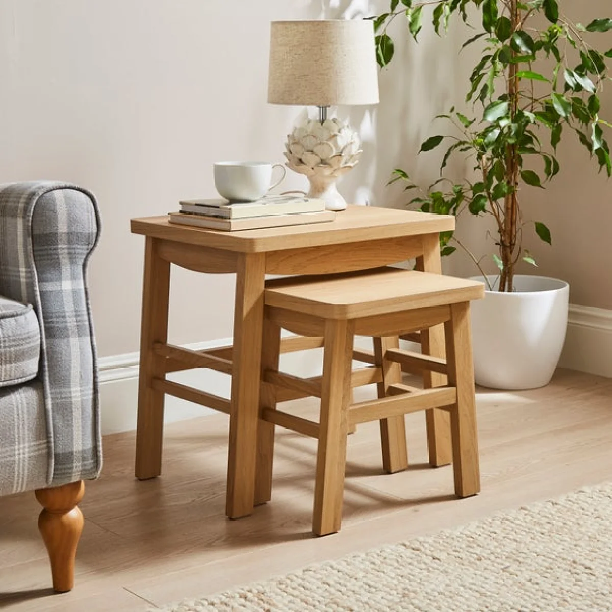 Laurie Nest of Tables, Oak Effect – image 1