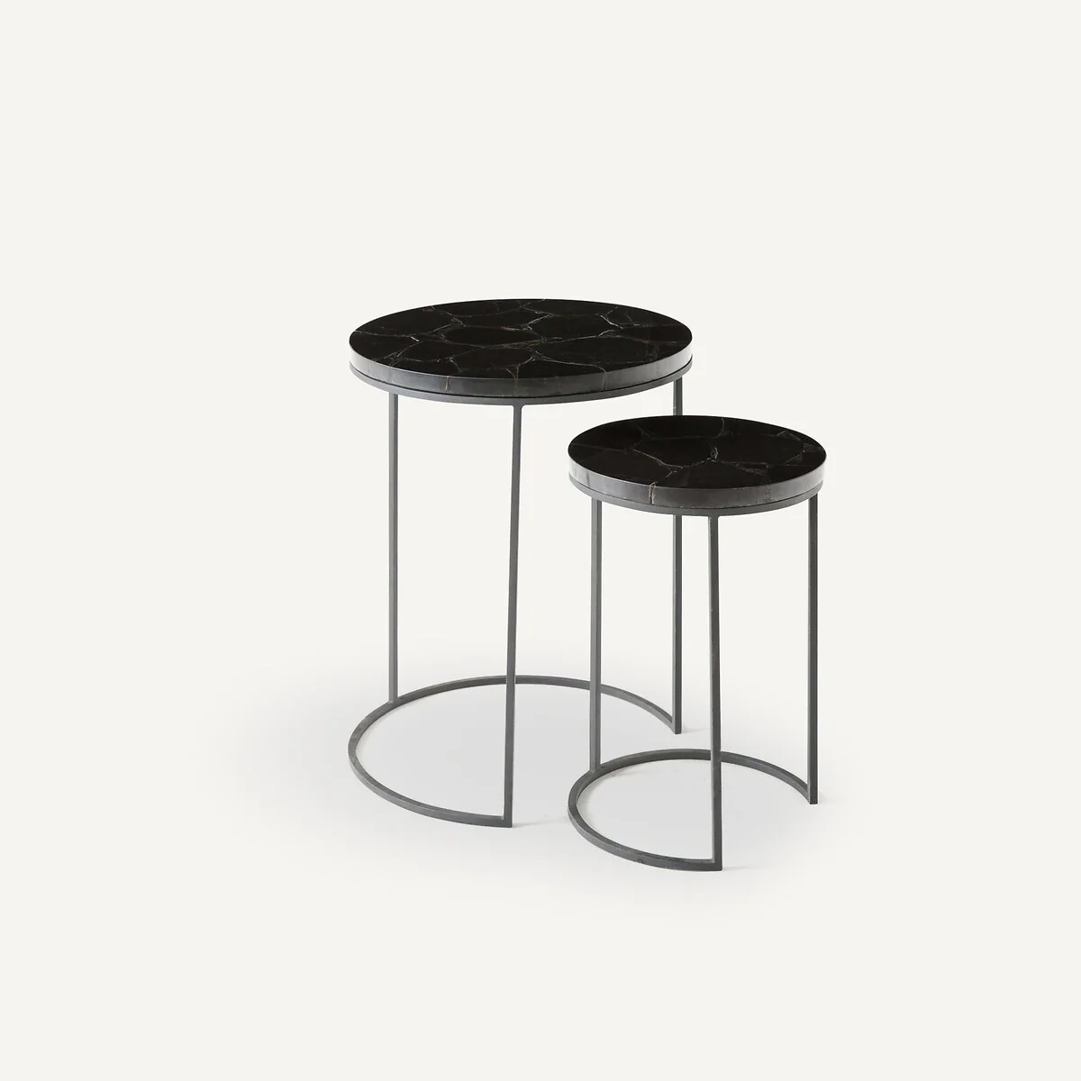 Set of 2 Anaximène Agate & Metal Nesting Side Tables – image 3