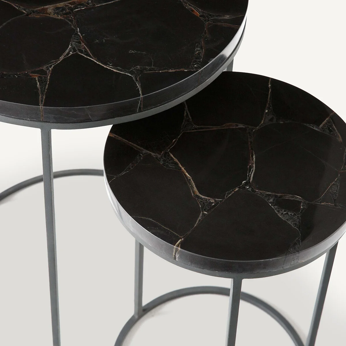 Set of 2 Anaximène Agate & Metal Nesting Side Tables – image 4