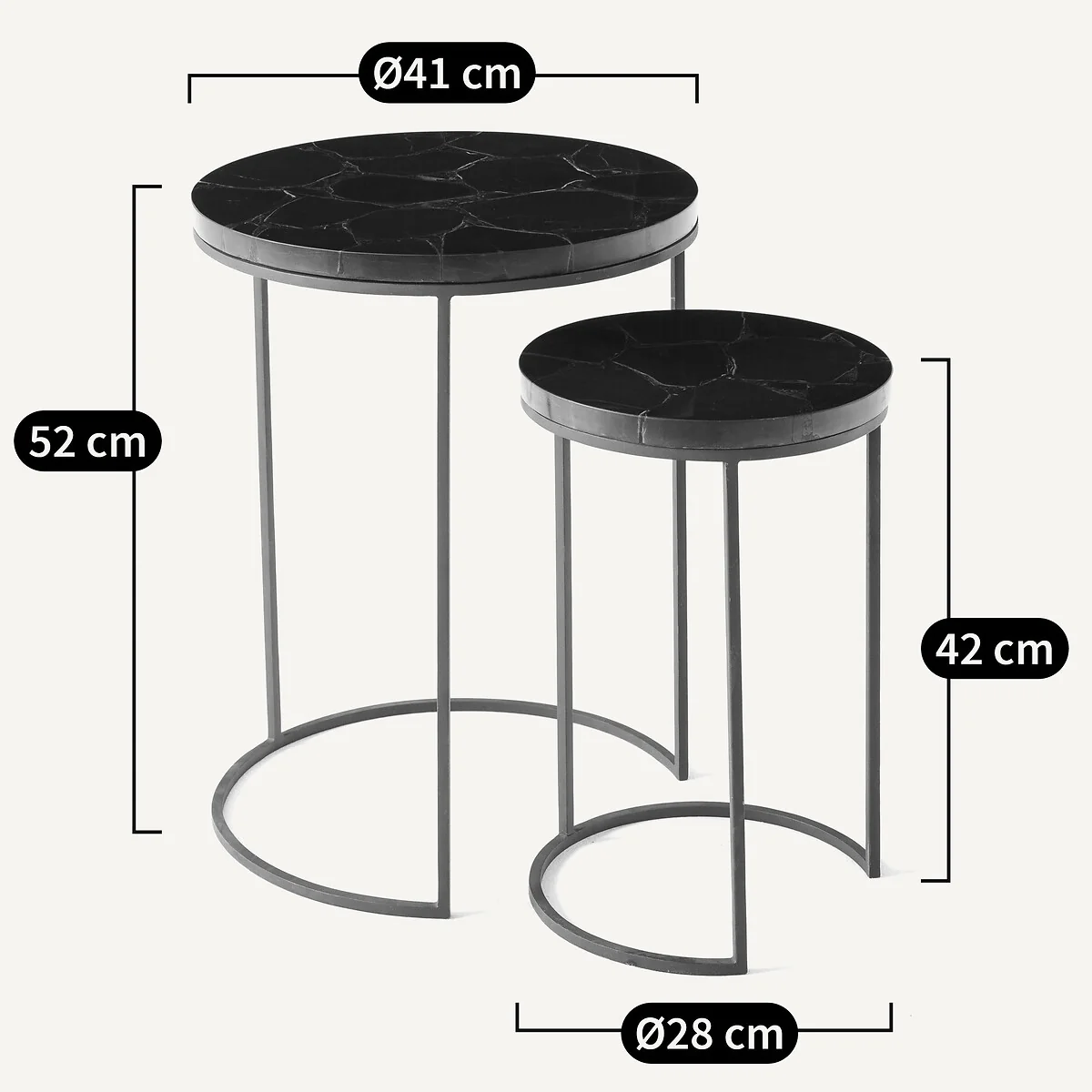 Set of 2 Anaximène Agate & Metal Nesting Side Tables – image 5