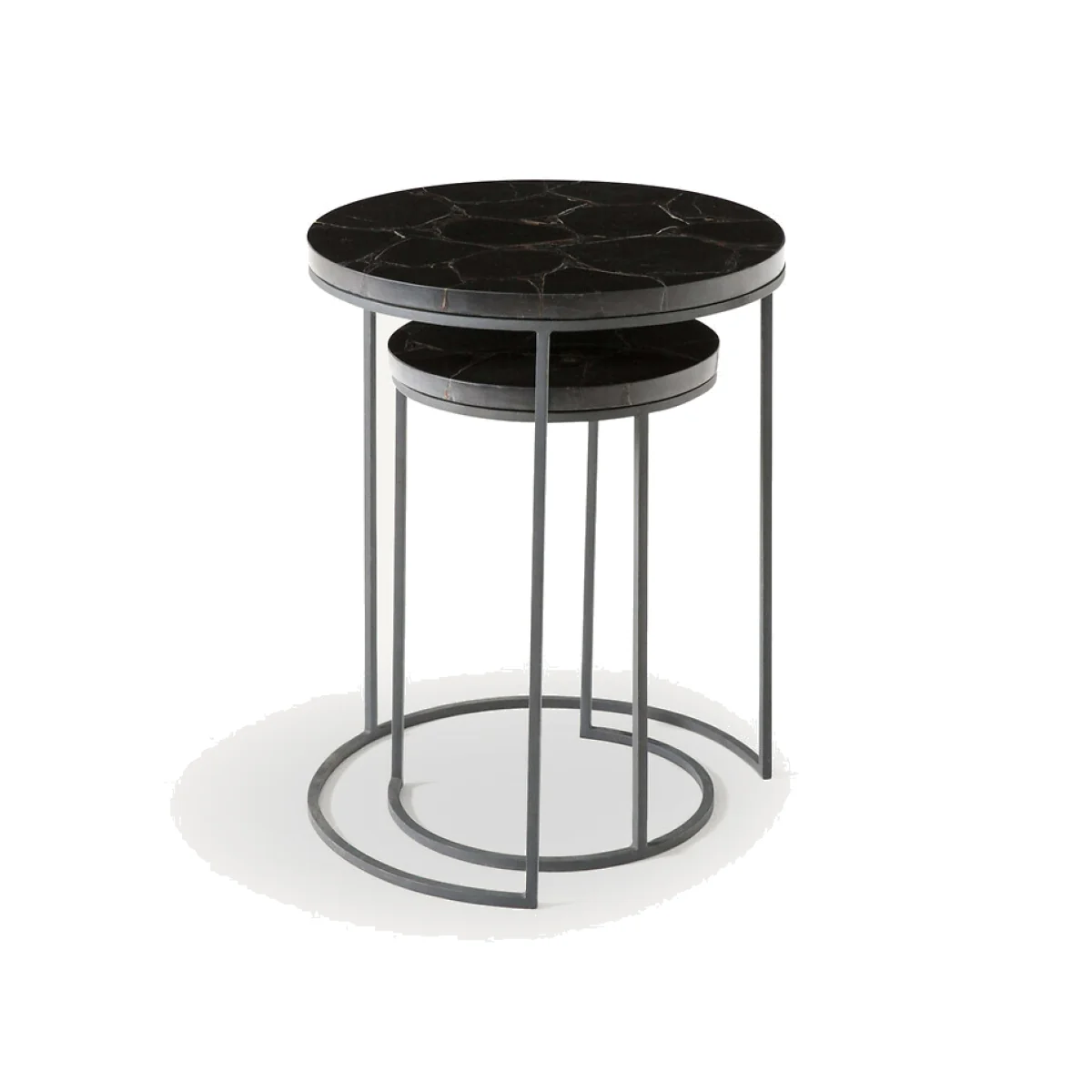 Set of 2 Anaximène Agate & Metal Nesting Side Tables – image 1