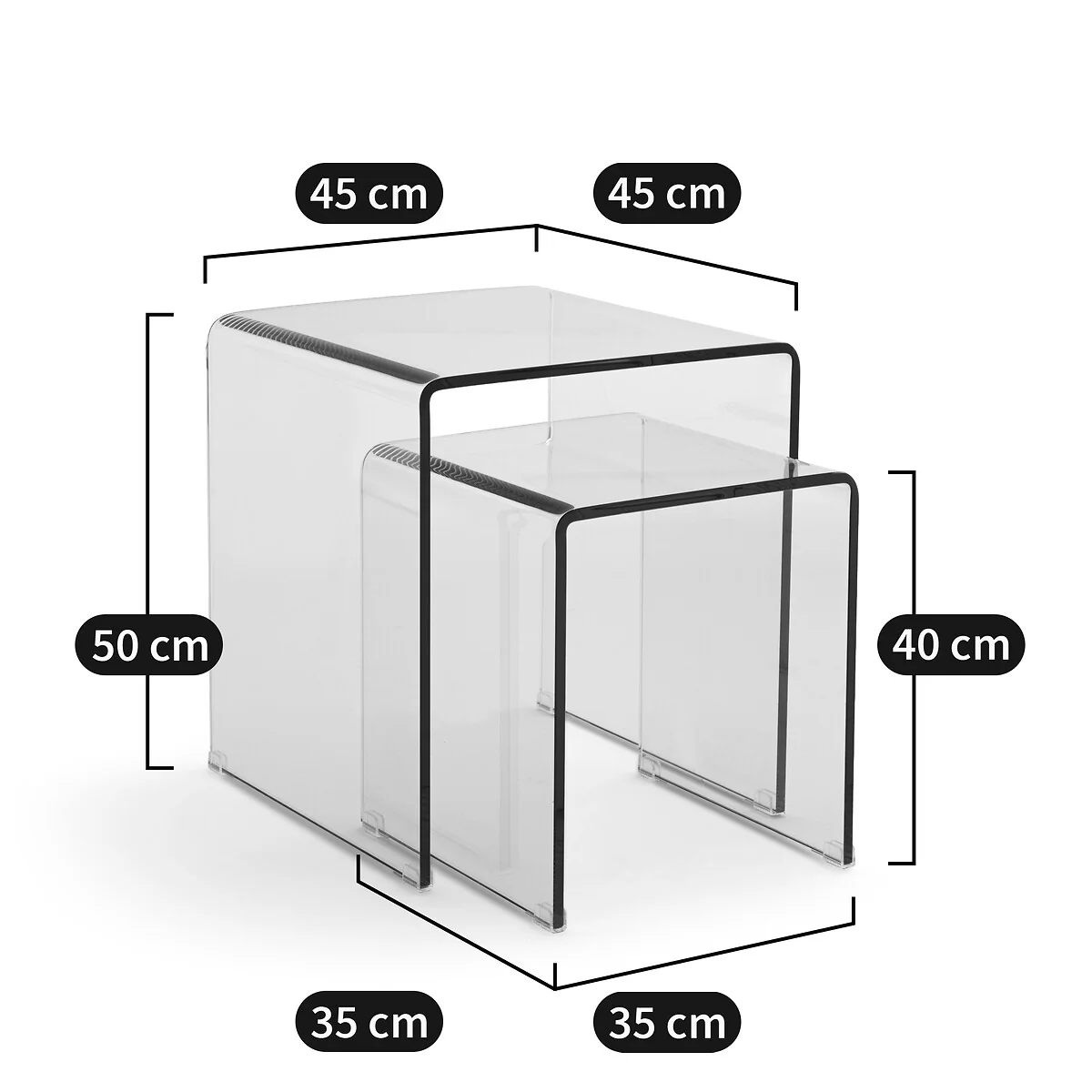 Set of 2 Joan Tempered Glass Nesting Side Tables – image 6