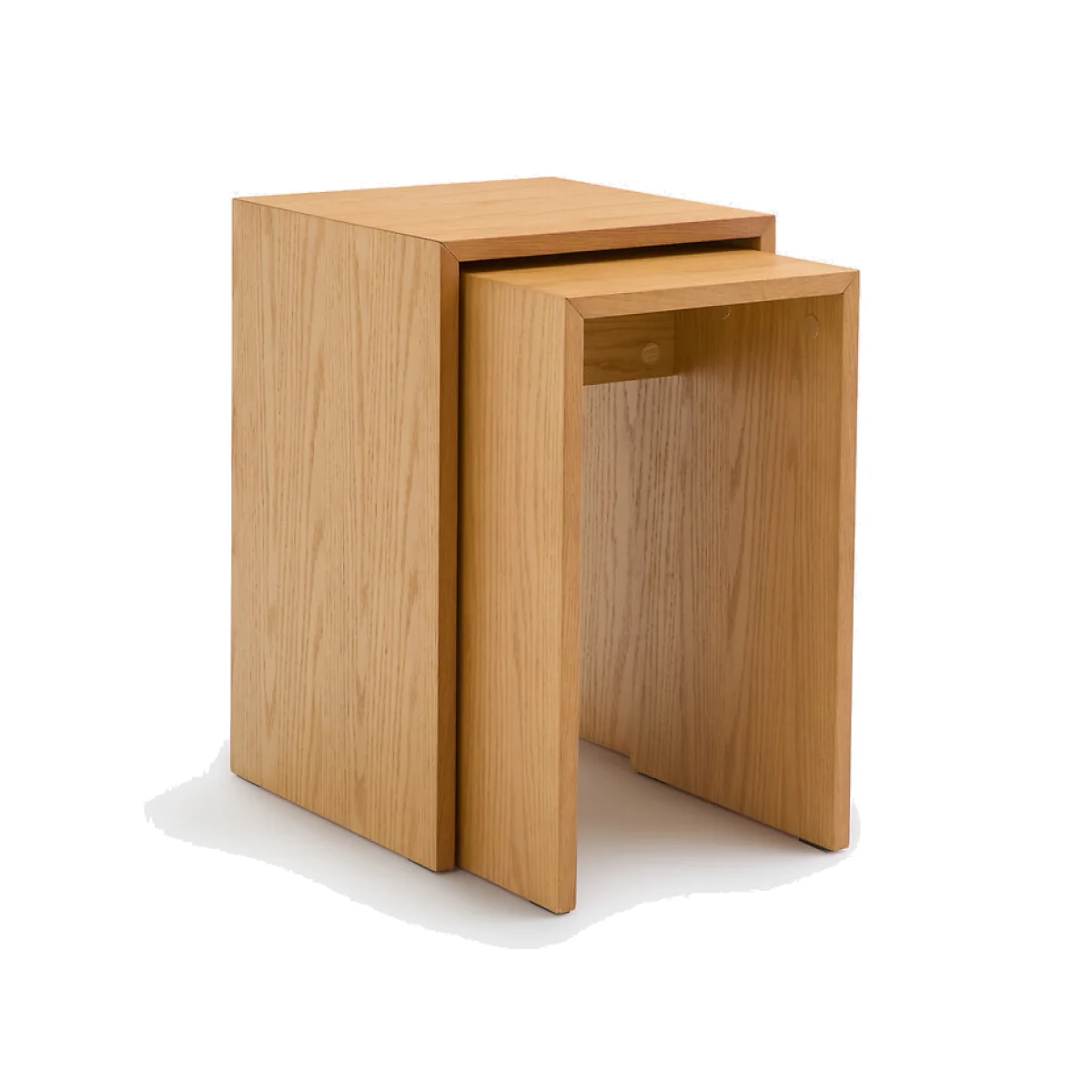 Set of 2 Mendo Oak Veneer Nesting Side Tables – image 1