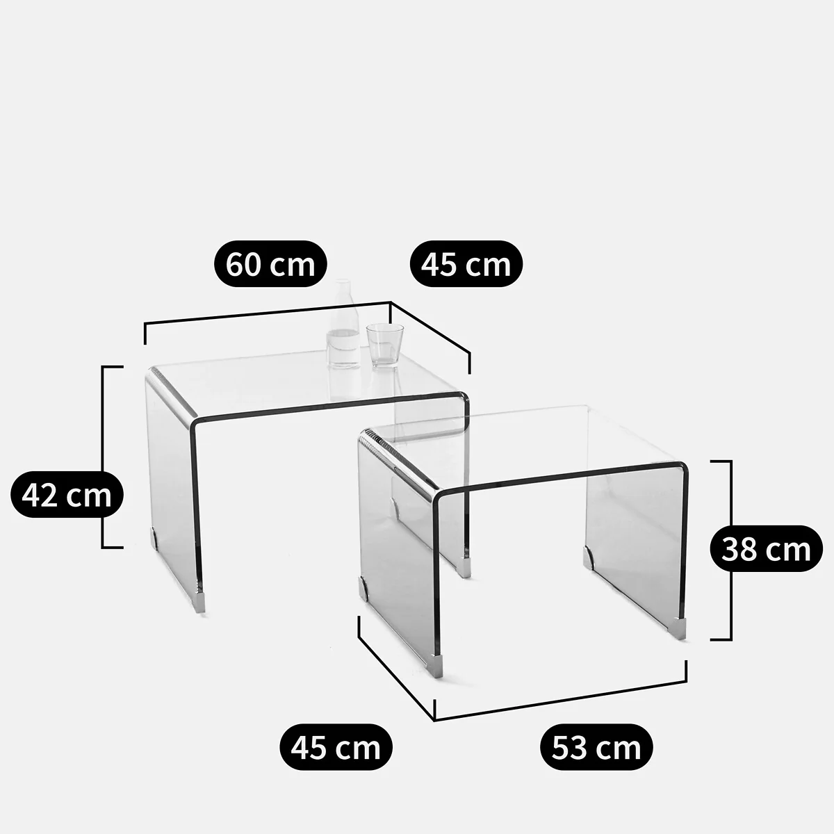 Joan Nesting Tables in Tempered Glass – image 6