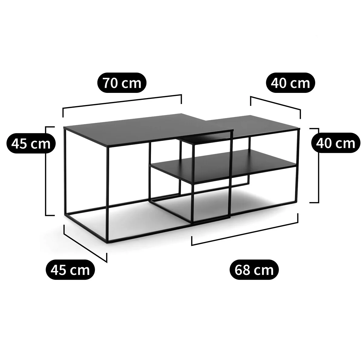 Set of 2 Miva Metal and Steel Nesting Tables – image 8
