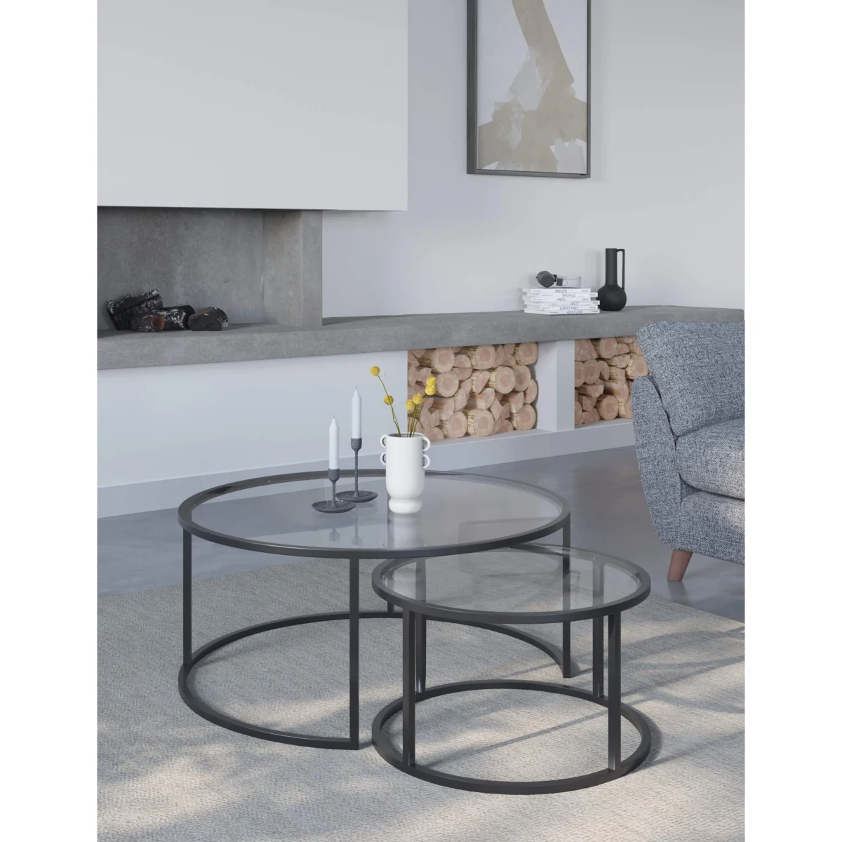 Gallery Direct Milan Metal & Glass Nest of Tables Silver – image 2