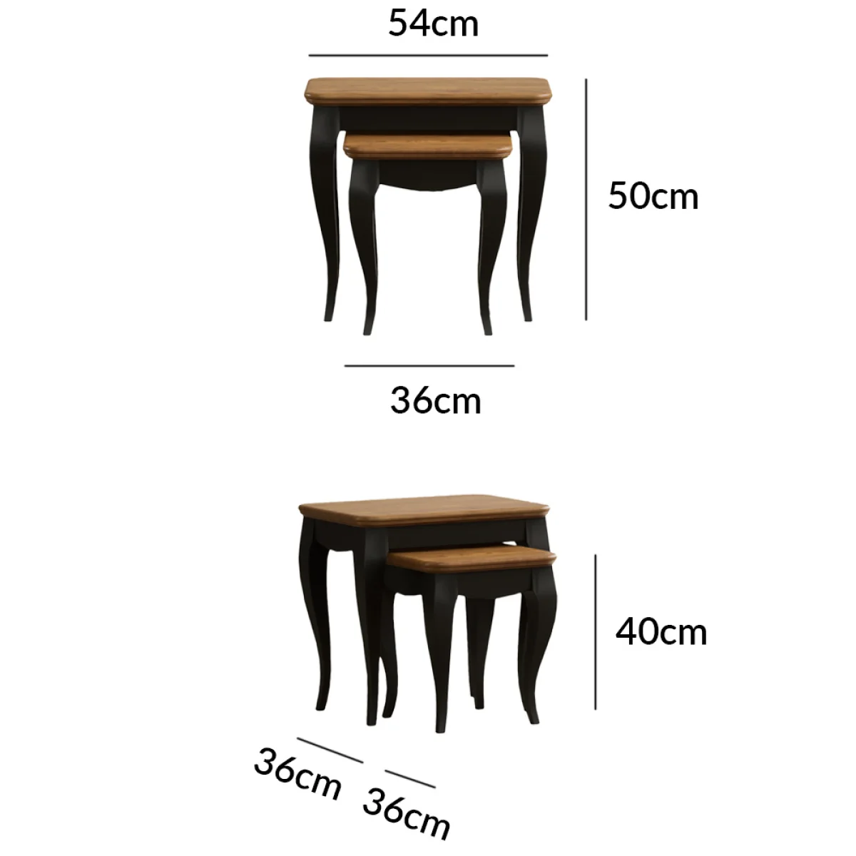 Chateau Noir Oak and Black Painted Nest Of Tables – image 11
