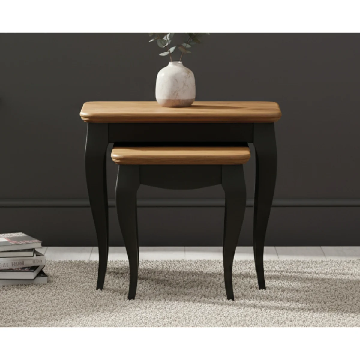 Chateau Noir Oak and Black Painted Nest Of Tables – image 4