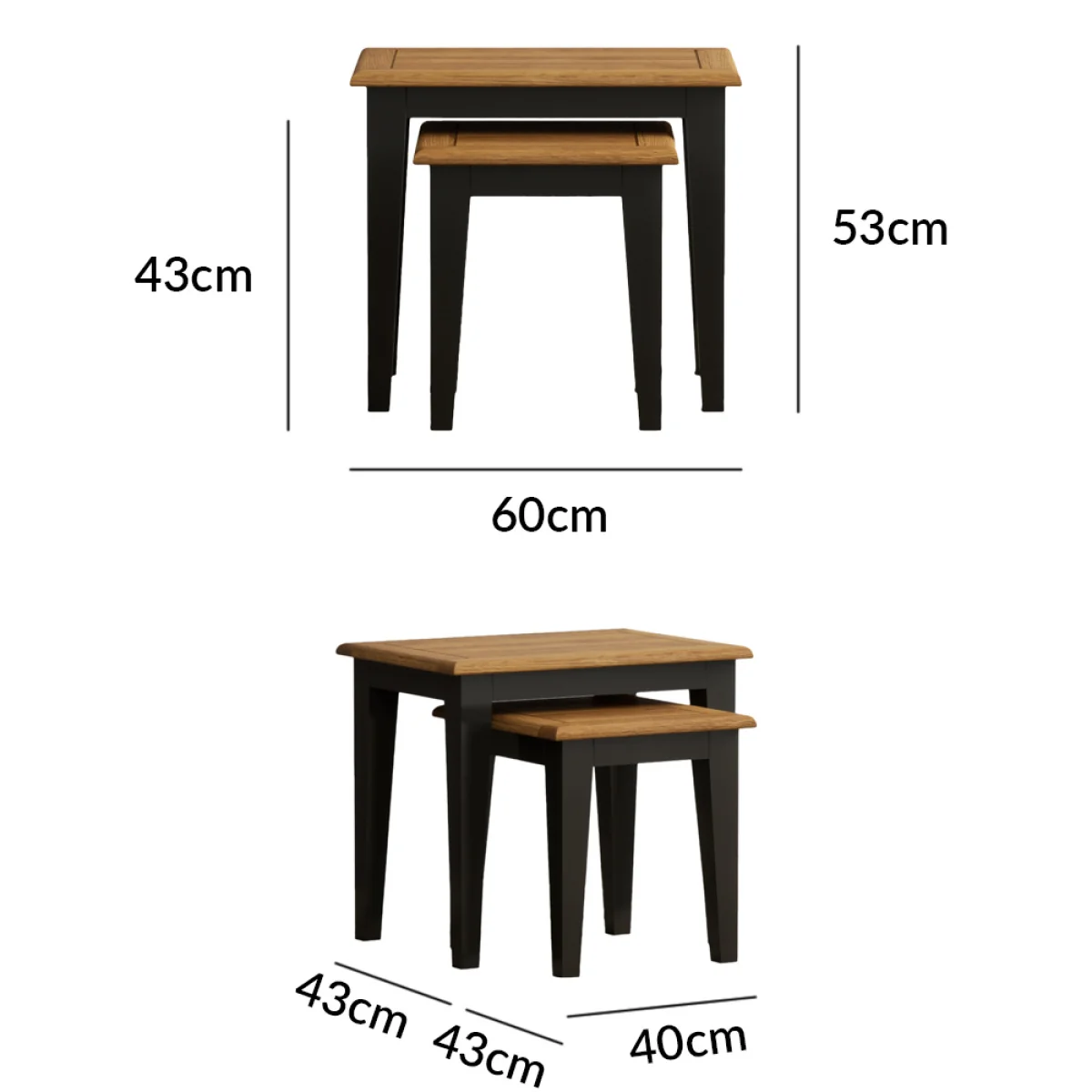 Charlton Oak and Black Painted Nest Of Tables – image 7