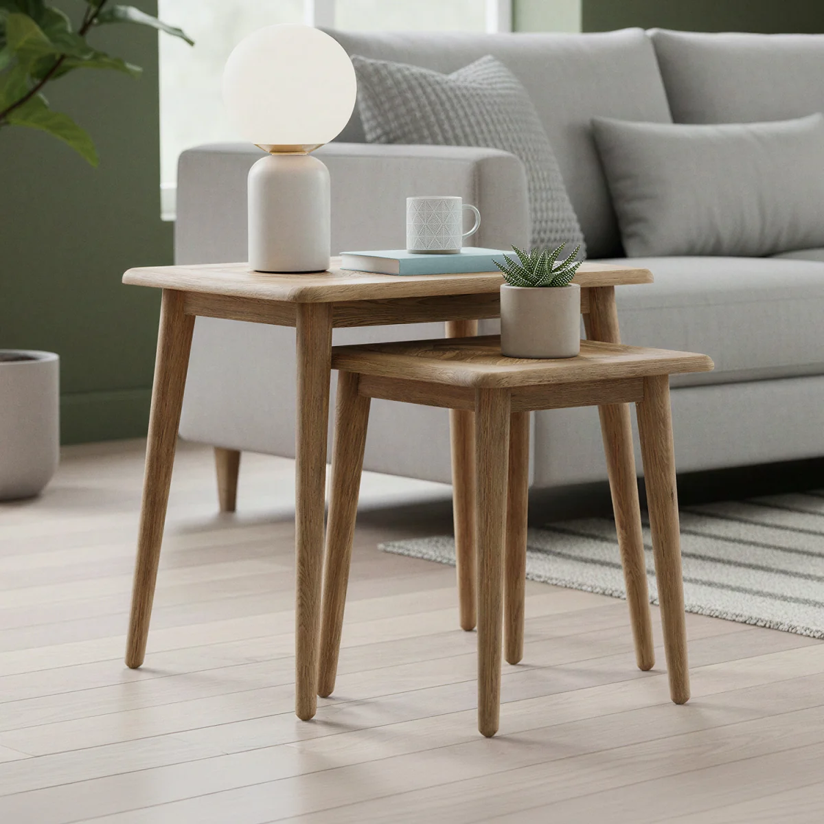 Parven Solid Oak Nest of Tables – image 2