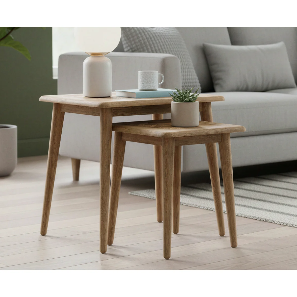 Parven Solid Oak Nest of Tables – image 3