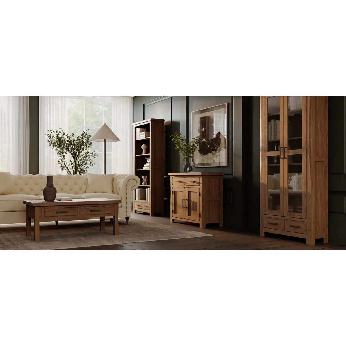 Harrogate Rustic Solid Oak Nest Of Tables – image 11