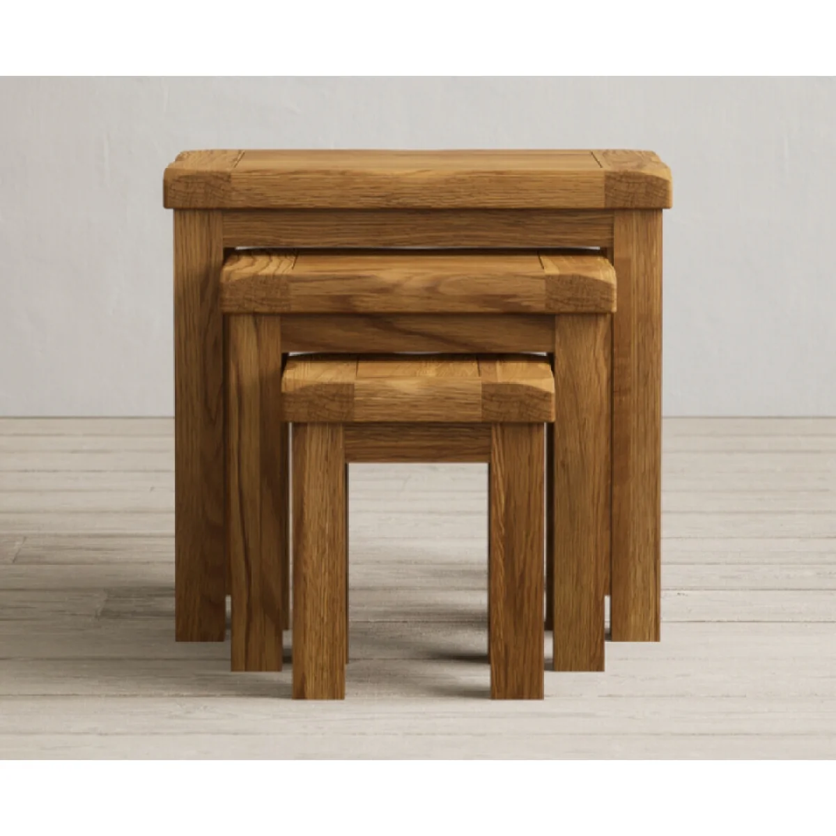 Harrogate Rustic Solid Oak Nest Of Tables – image 4