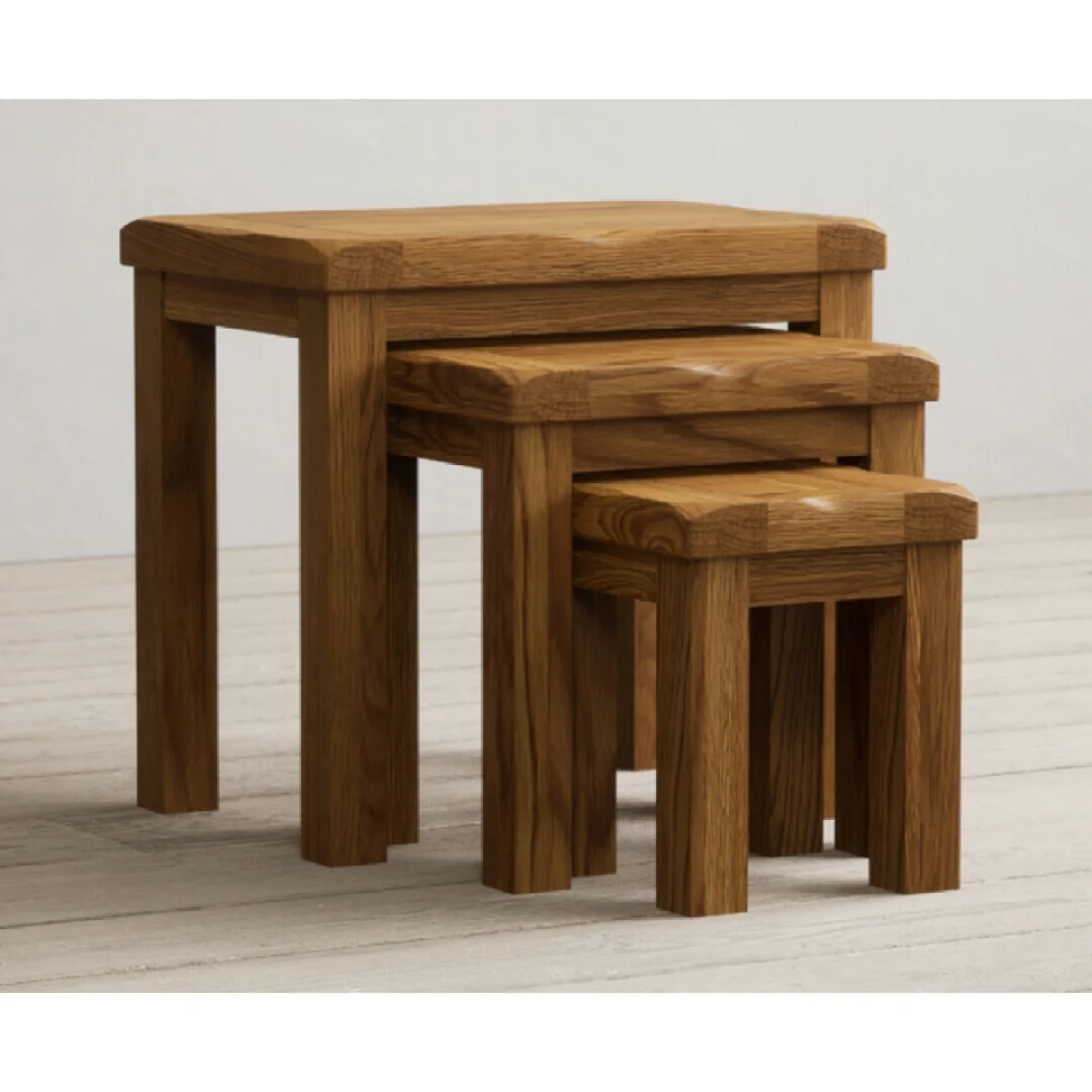 Harrogate Rustic Solid Oak Nest Of Tables – image 5
