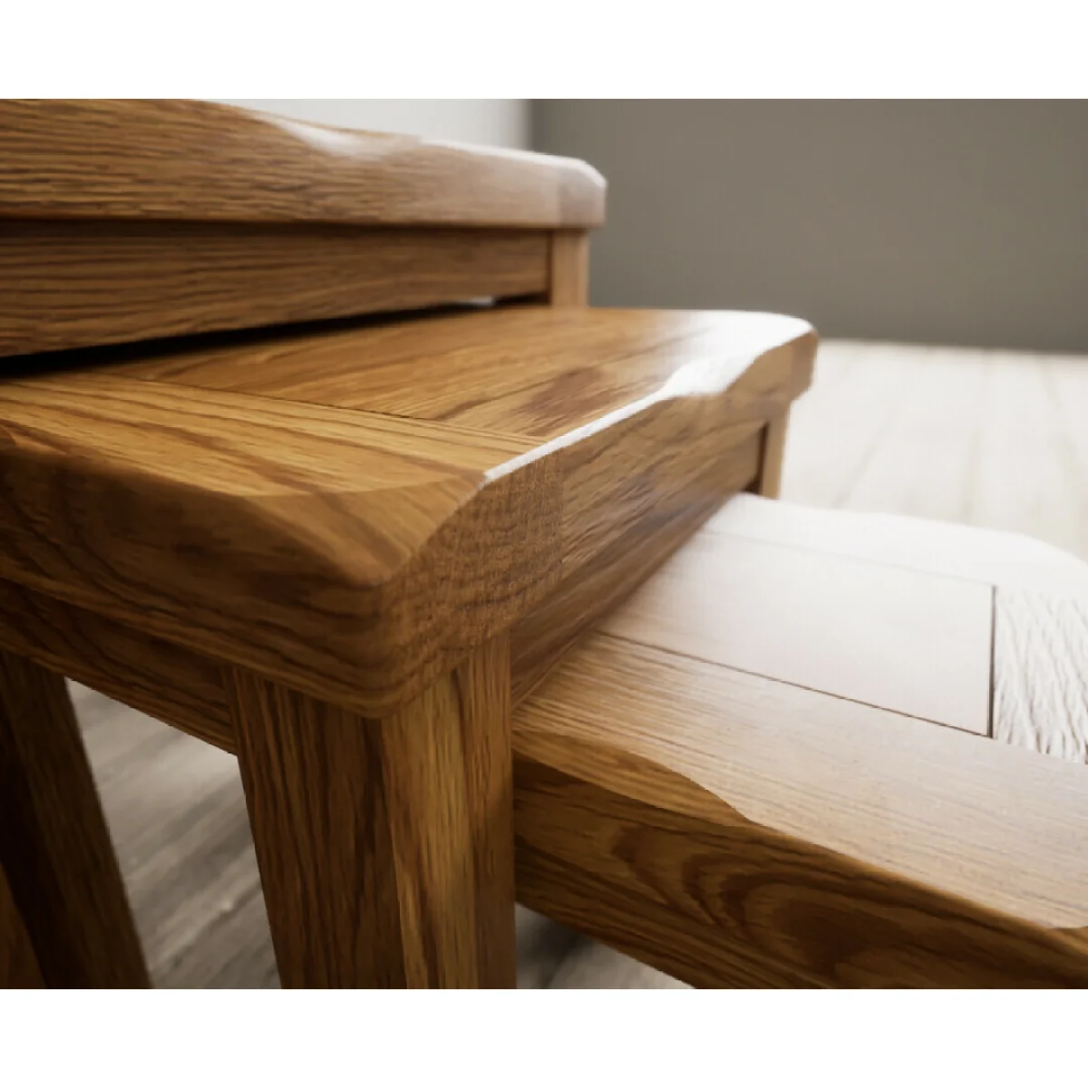 Harrogate Rustic Solid Oak Nest Of Tables – image 7