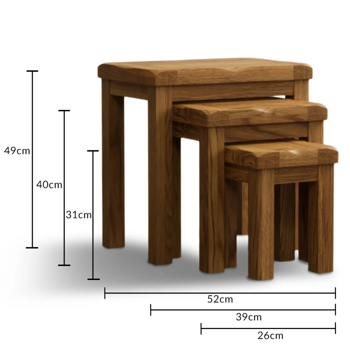 Harrogate Rustic Solid Oak Nest Of Tables – image 8
