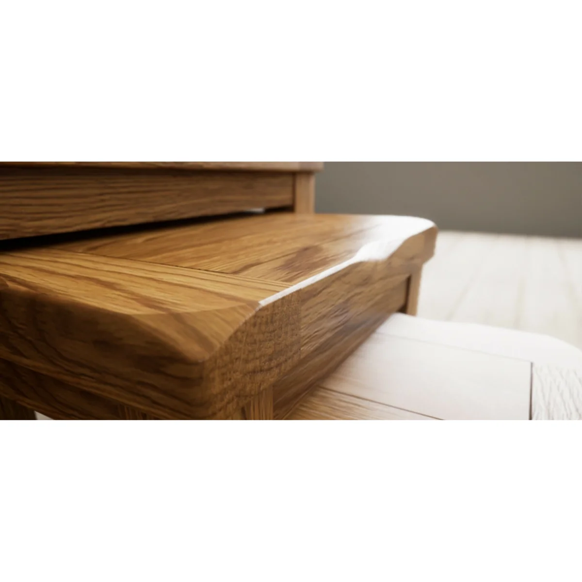 Harrogate Rustic Solid Oak Nest Of Tables – image 9