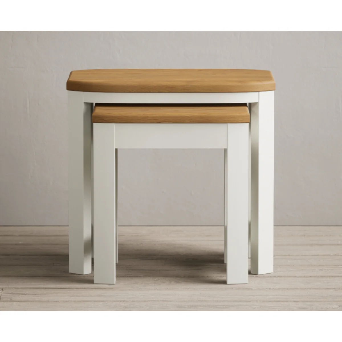 Bradwell Oak and Signal White Painted Nest of Tables – image 4
