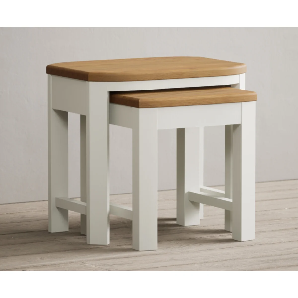 Bradwell Oak and Signal White Painted Nest of Tables – image 5