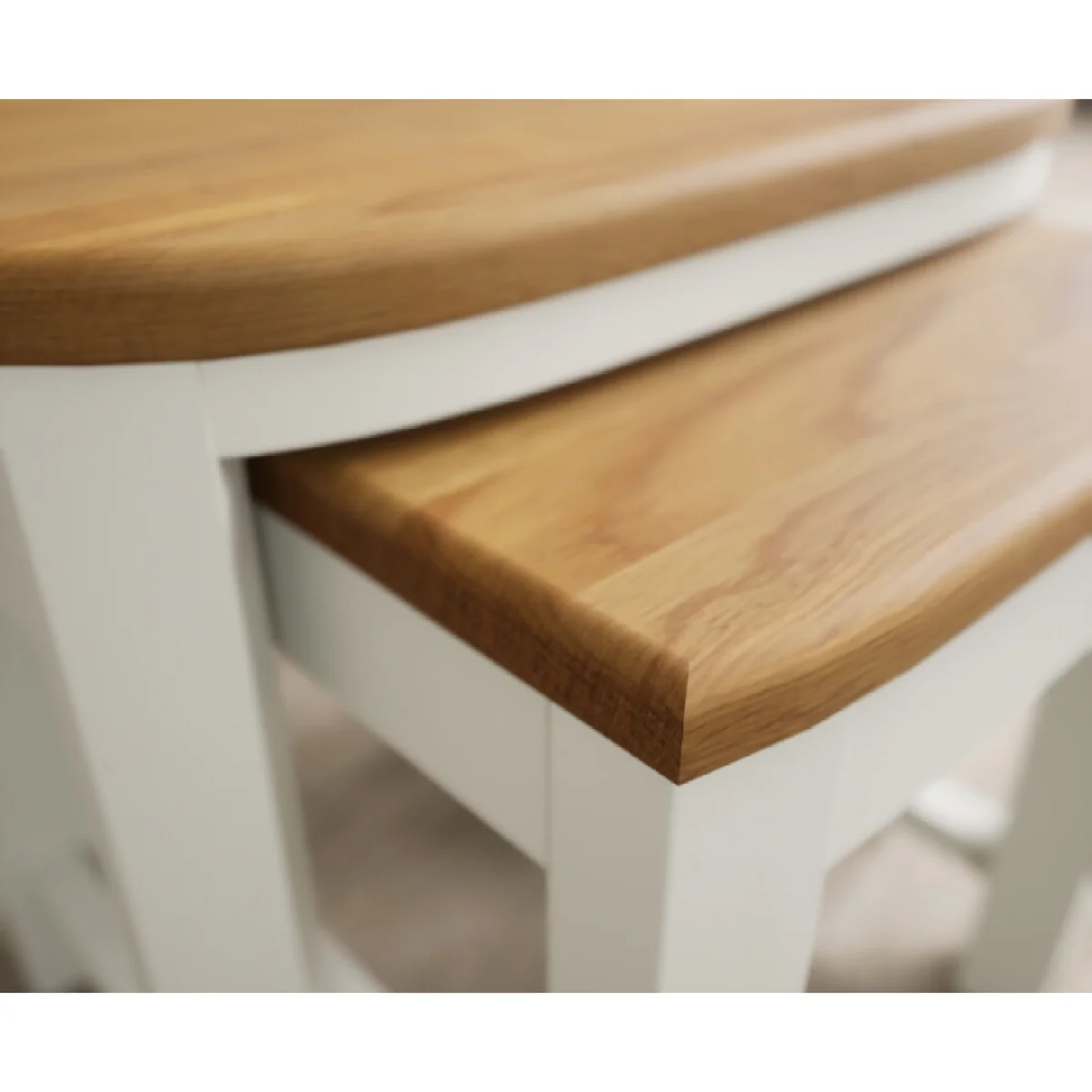 Bradwell Oak and Signal White Painted Nest of Tables – image 6
