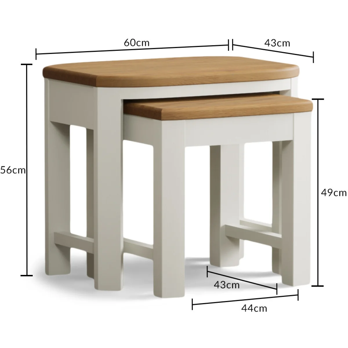 Bradwell Oak and Signal White Painted Nest of Tables – image 9