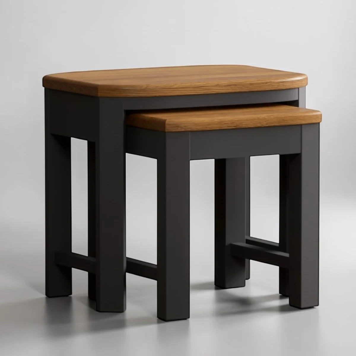 Bradwell Oak and Charcoal Painted Nest of Tables – image 3