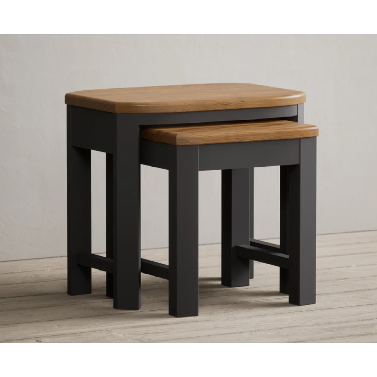Bradwell Oak and Charcoal Painted Nest of Tables – image 6