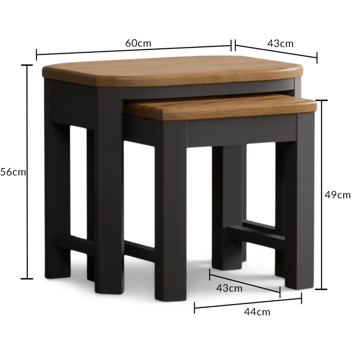 Bradwell Oak and Charcoal Painted Nest of Tables – image 10
